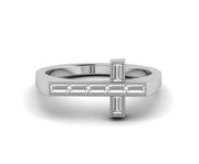 Christian Cross Stacking Ring in Silver and Solid Gold