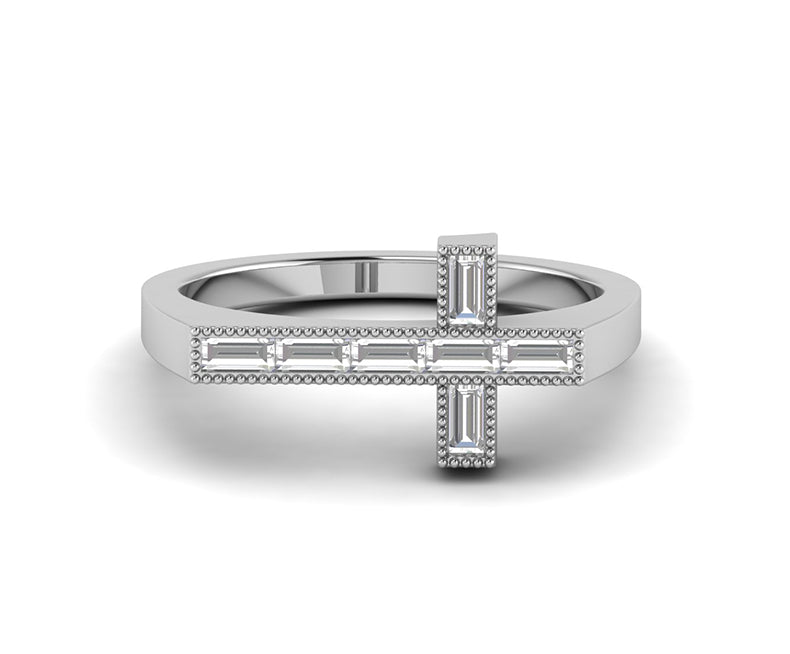 Christian Cross Stacking Ring in Silver and Solid Gold