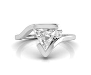 Triangle Solitaire Moissanite Engagement Ring - Silver and White Gold Minimalist Wedding Band - Dainty Gold Ring for Women