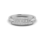 Timeless Sparkle: Moissanite Baguette and Round Cut Wedding Band for Anniversaries, a Minimalist Delight in Silver and Gold
