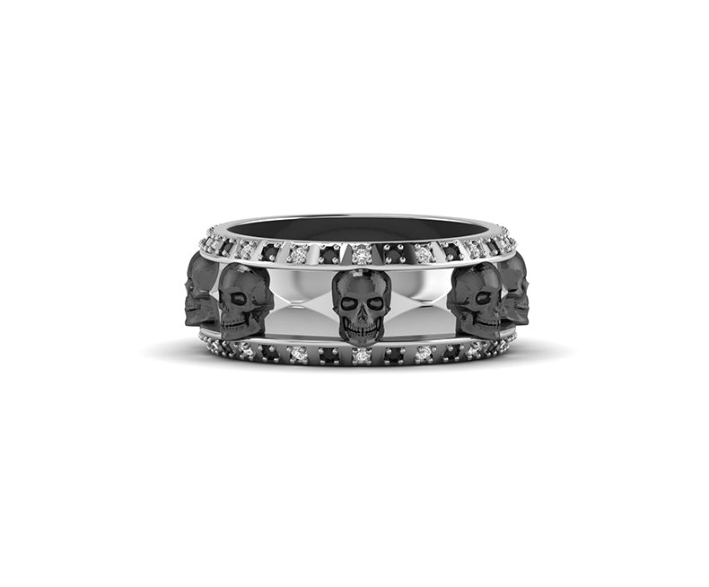 Men's Gothic Skull Punk Style Biker Wedding Band