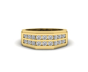 Moissanite Mens Band, wedding mens ring, sterling silver, 9mm wide band, anniversary ring for him