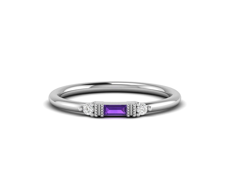 Amethyst Birthstone Stackable Rings