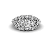 3 Ct Round Moissanite Diamond 3 stone Vintage Anniversary Wedding Ring, 925 Sterling Silver, Stacking rings, Women wedding band
