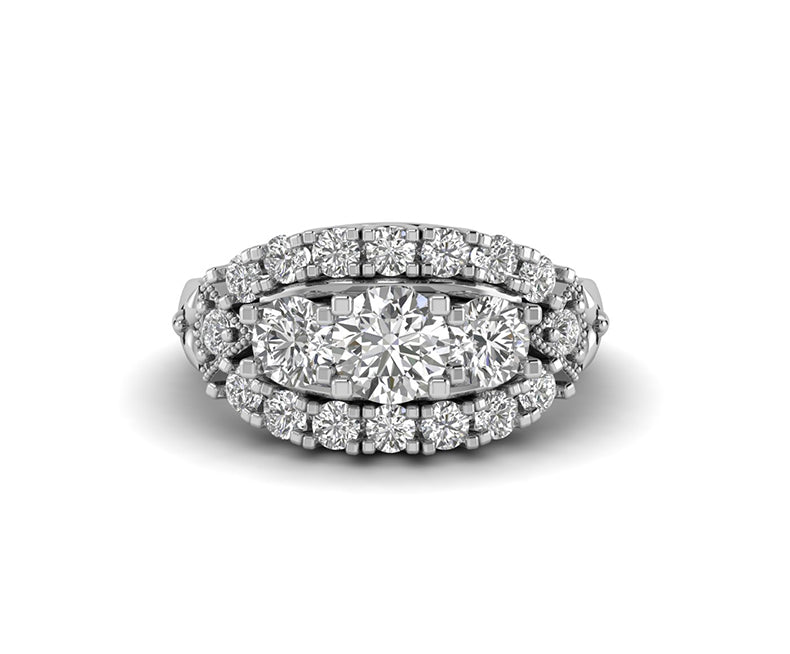 3 Ct Round Moissanite Diamond 3 stone Vintage Anniversary Wedding Ring, 925 Sterling Silver, Stacking rings, Women wedding band