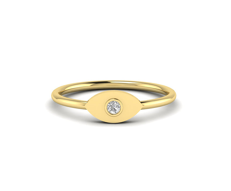 Evil Eye Stacking Ring: Dainty Minimalist Moissanite Ring in Silver and Solid Gold for Women