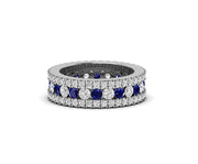 Blue Sapphire Three Row Eternity Wedding Band