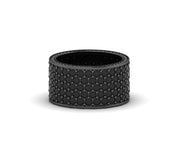 20 Ct Round Black Moissanite Diamond Mens Wedding Band, 14.50 MM Wide Pave Anniversary Wedding Ring, Full Eternity Five Row Ring For Him