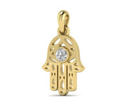 Golden Hamsa Hand Pendant - Symbolic Protection Necklace with Evil Eye Warding - 14K Solid Gold - Spiritual Jewelry