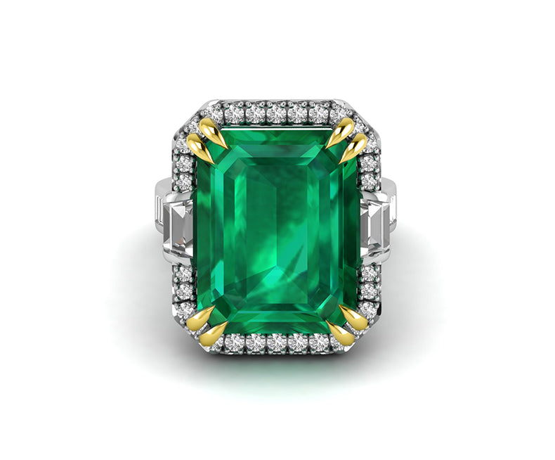 18 Ct Green Emerald Cocktail Halo Engagement ring