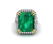 18 Ct Green Emerald Cocktail Halo Engagement ring