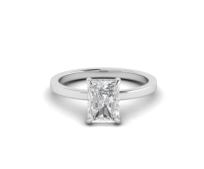 2 Ct Radiant Cut Moissanite Hidden Halo Engagement Ring