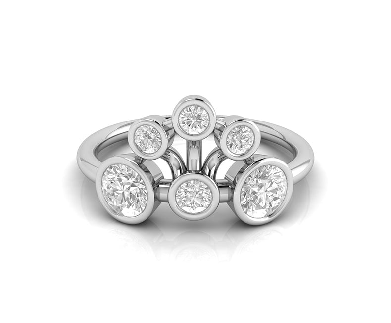 Crown of Elegance: Unique Bubble-Style Bezel Set Moissanite Ring in Dazzling Gold, Fit for Royalty