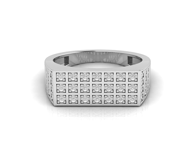 Women's Signet Ring: Modern Pinky Rectangle Elegance - Moissanite Silver and Gold - Fine Fashion Jewelry - A Gift For Her