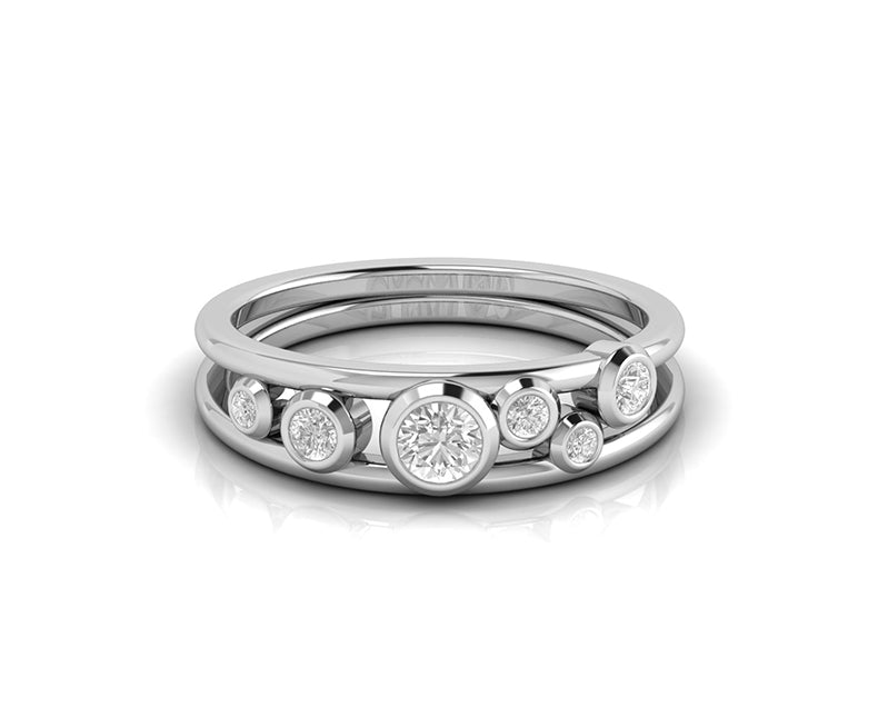 Six Stone Moissanite Cluster Bubble Ring