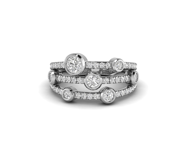 RainDrop Bezel Set Cluster Moissanite Gold Ring - Elegant Cocktail Ring for Women, Perfect Anniversary Gift