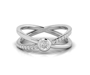 Crossed Paths: Gold X Criss Cross Moissanite Ring - Minimalist Elegance - Overlapping Statement Ring