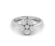 6 Stone Flower Cluster Moissanite Ring - Round Floral Engagement Ring in Silver and Gold - Minimalist Dainty Wedding Ring