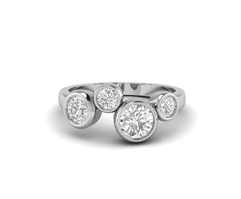 Captivating Bubbles: Four Stone Moissanite Cluster Ring, a Dazzling Anniversary Statement in Gold