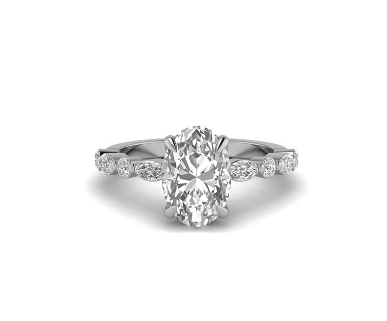 Oval Cut Solitaire Hidden Halo Engagement Ring