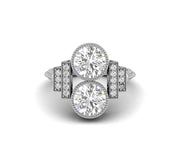 Round Cut Two stone Vintage Engagement Ring