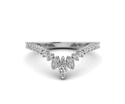 Delicate Chevron V-Shape Moissanite Curved Wedding Ring in Silver and White Gold – A Promise of Elegance and Grace