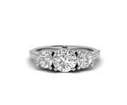 Three 3 Stone Round Moissanite Diamond 14k Gold Engagement Ring For Women