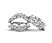 Vintage Bridal Ring Set Ring Jacket 3 Stone Engagement Ring