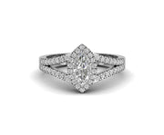 Gold & Silver Marquise Cut Halo Engagement Ring