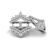 Art Deco Bridal Engagement Ring With Enhancer, Enhancer Wedding Ring Sets For Women, Moissanite Ring Guard Set Marquise Halo Ring Jacket Set