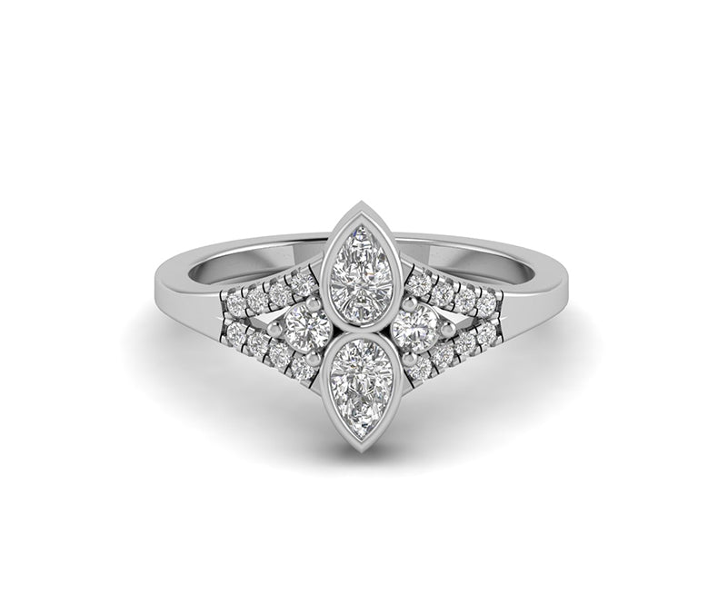 Double Pear Shaped Moissanite Ring, Unique Teardrop Engagement Ring, Split Shank Ring, Promise Rings For Women, Inspired By Tear Of Two Eye