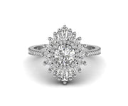 Art Deco Starburst Halo Engagement Ring