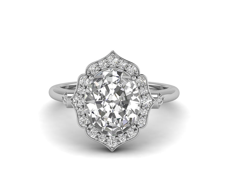 Oval Cut Vintage Halo Engagement Ring