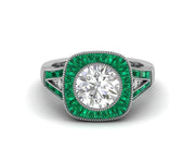 Emerald Color Halo Engagement Ring