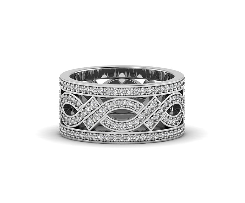 10 mm Wide Vintage Eternity Wedding Ring