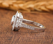 Milgrain Bezel Set Round Ring, Art Deco Moissanite Ring, Vintage Inspired Engagement Ring, Antique Style Ring For Women, Gold Estate Jewelry