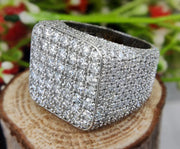 Large Moissanite Mens Ring In 925 Silver, Big Cocktail Champion Ring, Cluster Multi Stones Statement Ring, Promise Ring For Him