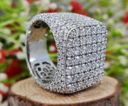 Large Moissanite Mens Ring In 925 Silver, Big Cocktail Champion Ring, Cluster Multi Stones Statement Ring, Promise Ring For Him