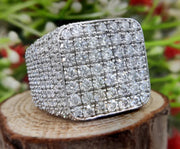 Large Moissanite Mens Ring In 925 Silver, Big Cocktail Champion Ring, Cluster Multi Stones Statement Ring, Promise Ring For Him