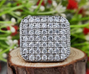 Large Moissanite Mens Ring In 925 Silver, Big Cocktail Champion Ring, Cluster Multi Stones Statement Ring, Promise Ring For Him