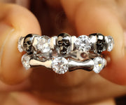 1.65 Ct Unique Gothic Bone Skull Engagement Ring Set