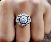 2.75 Ct Round Moissanite vintage Engagement Ring, Gemstone Art Deco Wedding Ring, Antique Sterling silver ring, Estate Women Jewelry