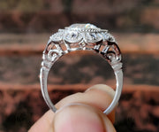 2.75 Ct Round Moissanite vintage Engagement Ring, Gemstone Art Deco Wedding Ring, Antique Sterling silver ring, Estate Women Jewelry