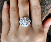 2.75 Ct Round Moissanite vintage Engagement Ring, Gemstone Art Deco Wedding Ring, Antique Sterling silver ring, Estate Women Jewelry