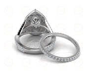 3 Ct Pear Shaped Double Halo Engagement Wedding Ring Set, Sterling Silver, Twisted Split Shank,  Matching band, Stacking ring, Gift for her - Gelson World - Premium Silver and Gold Jewelry for USA Shoppers