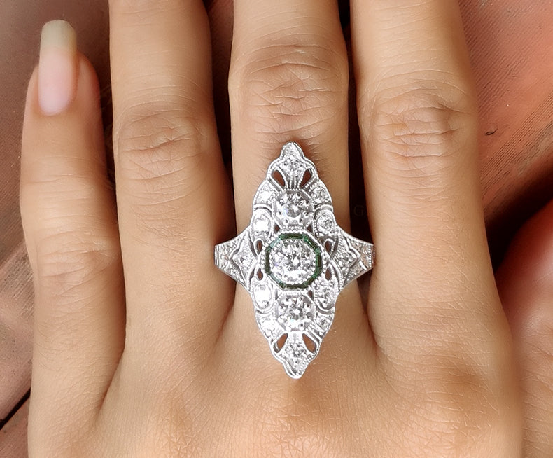 Art Deco Engagement Ring, Vintage Women Ring, Sterling Silver, Rings For Women, Gift For Her