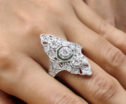 Art Deco Engagement Ring, Vintage Women Ring, Sterling Silver, Rings For Women, Gift For Her