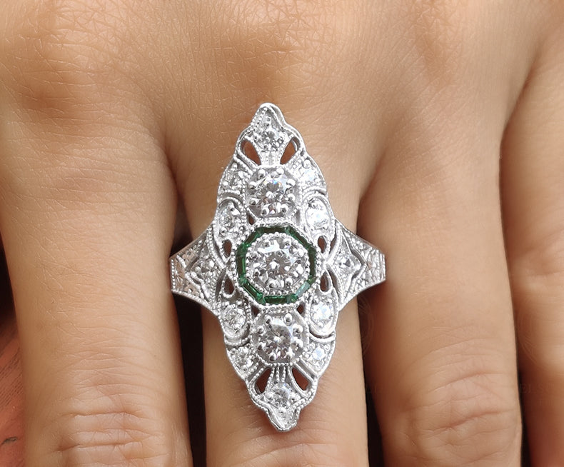 Art Deco Engagement Ring, Vintage Women Ring, Sterling Silver, Rings For Women, Gift For Her
