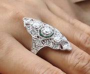 Art Deco Engagement Ring, Vintage Women Ring, Sterling Silver, Rings For Women, Gift For Her