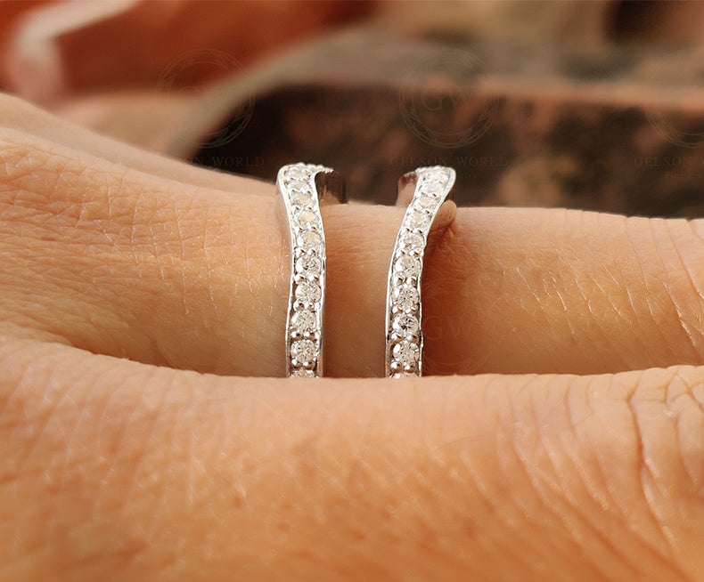Round Moissanite Women's Vintage Enhancer wedding Ring band, wrap guard band, Crown Anniversary Spacer Band, Sterling Silver, Wraps For Ring